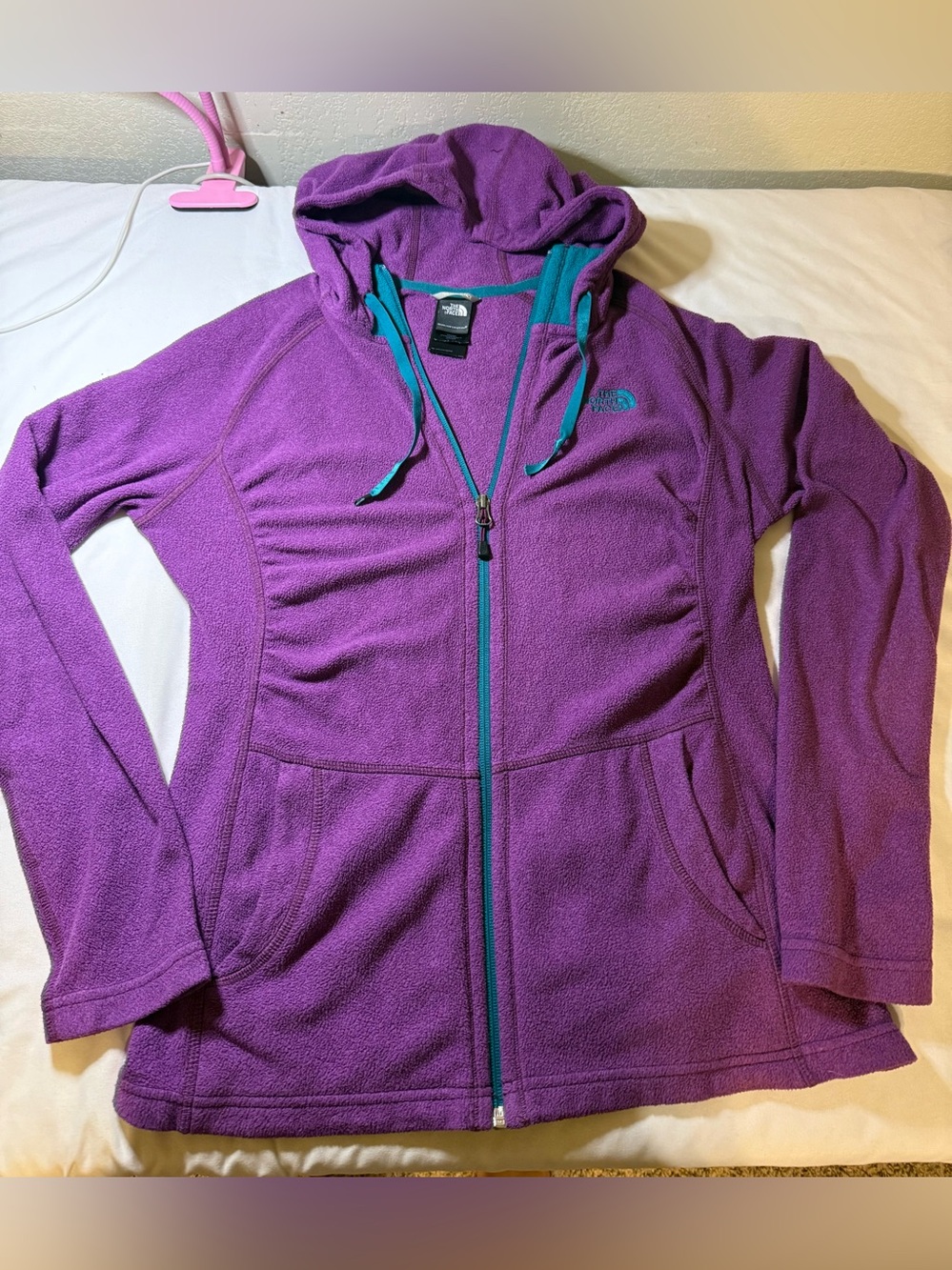 The North Face Purple Fleece Hoodie with Teal Trim